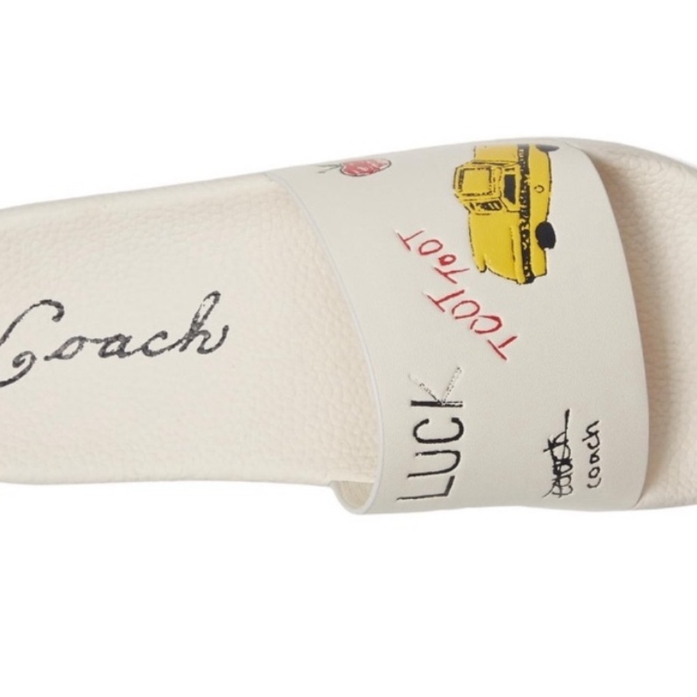Coach Cream Sandals with Graphic Design - Picture 7 of 14